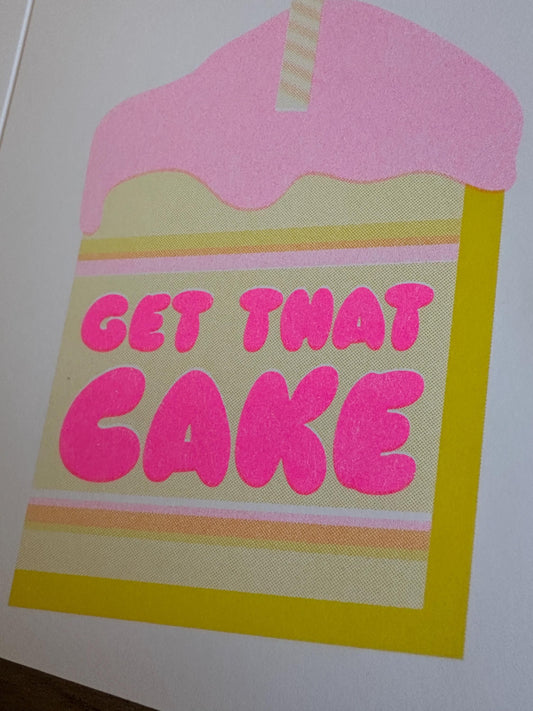 Get That Cake - Risograph Card