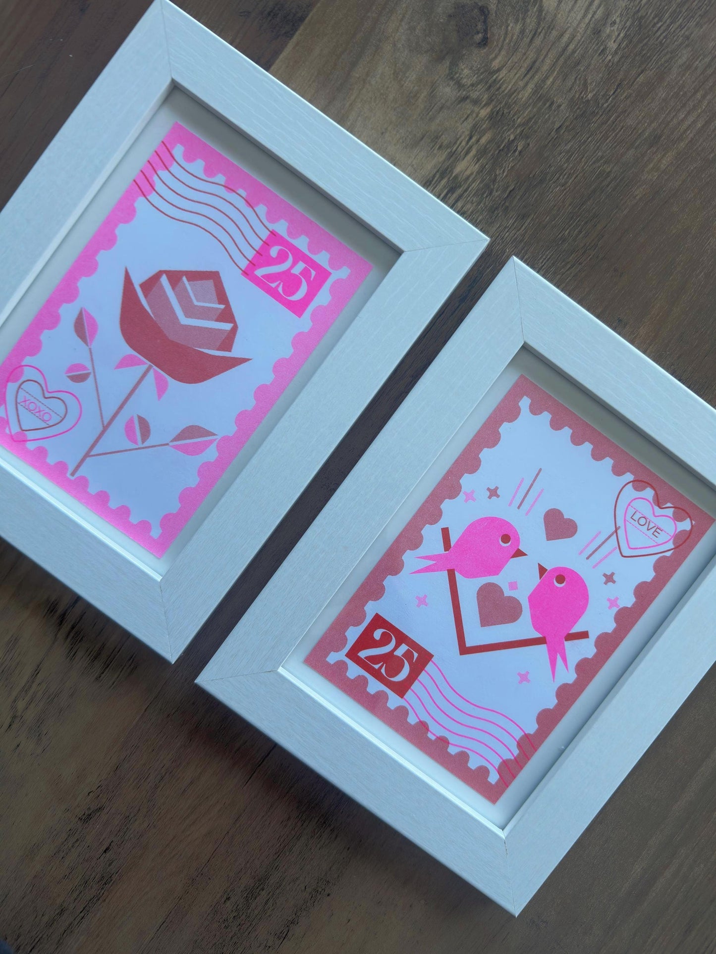 Rose Stamp Inspired - Risograph Postcard