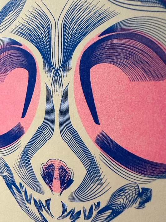 Tiger, Mouse, Bull Skull - Risograph Print, 8x10