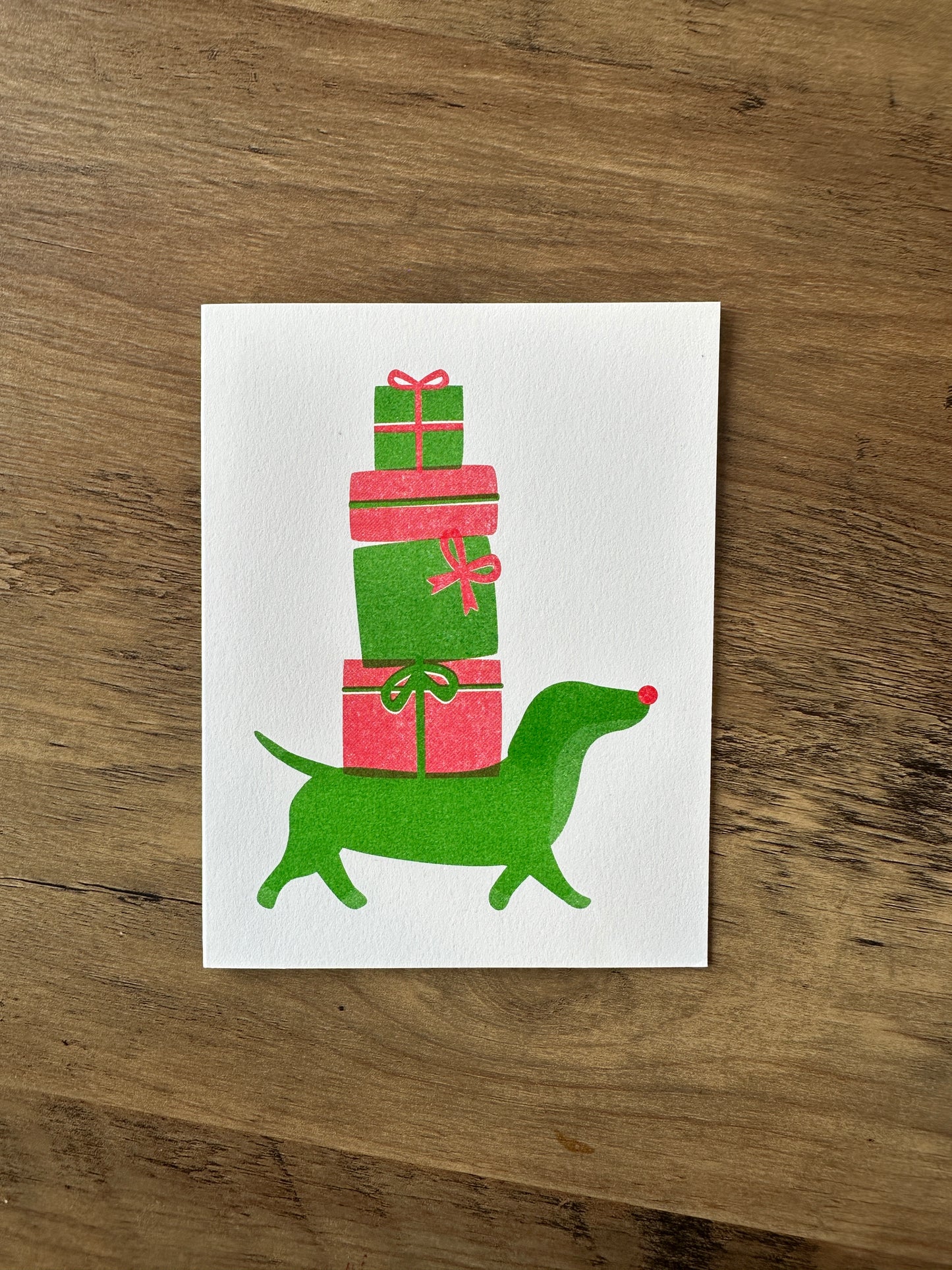 Presents Pup (Dachshund) - Holiday Risograph Card