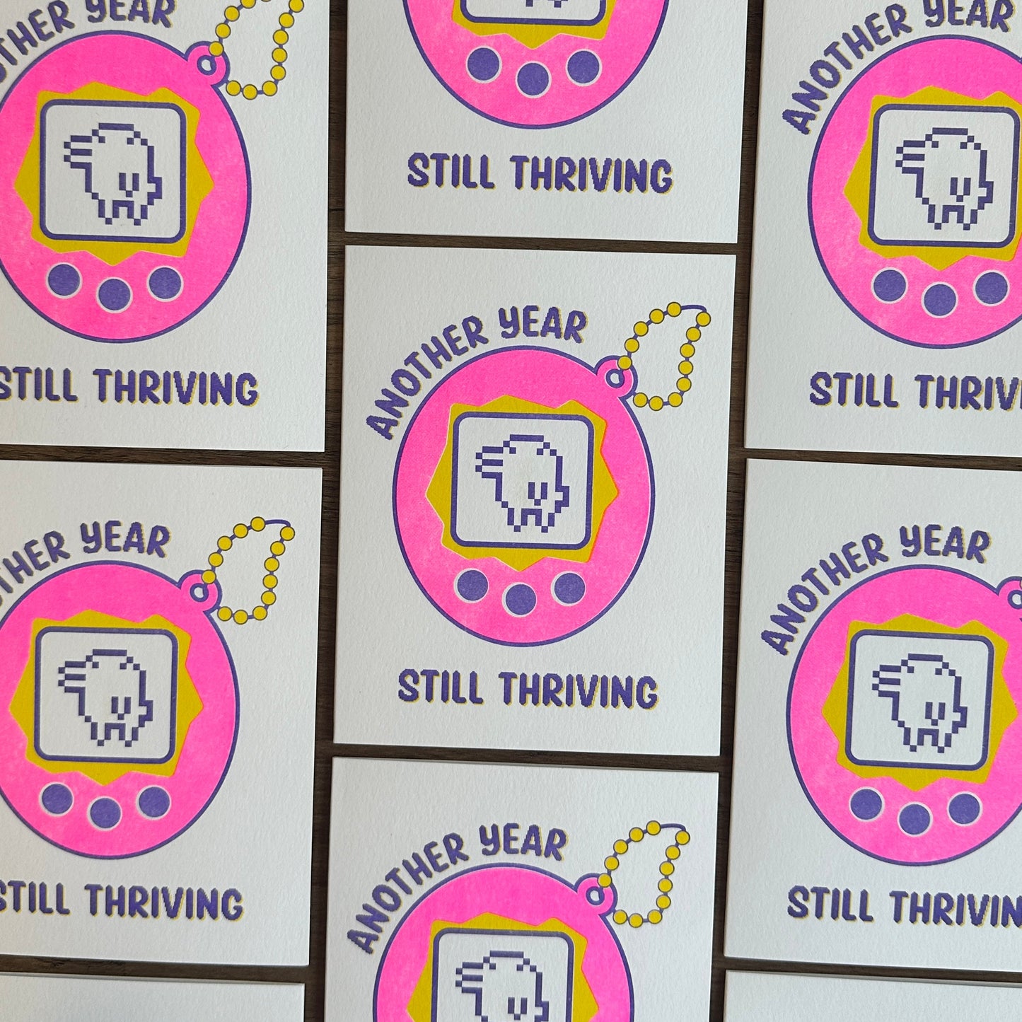 Still Thriving Tamagotchi - Risograph Card