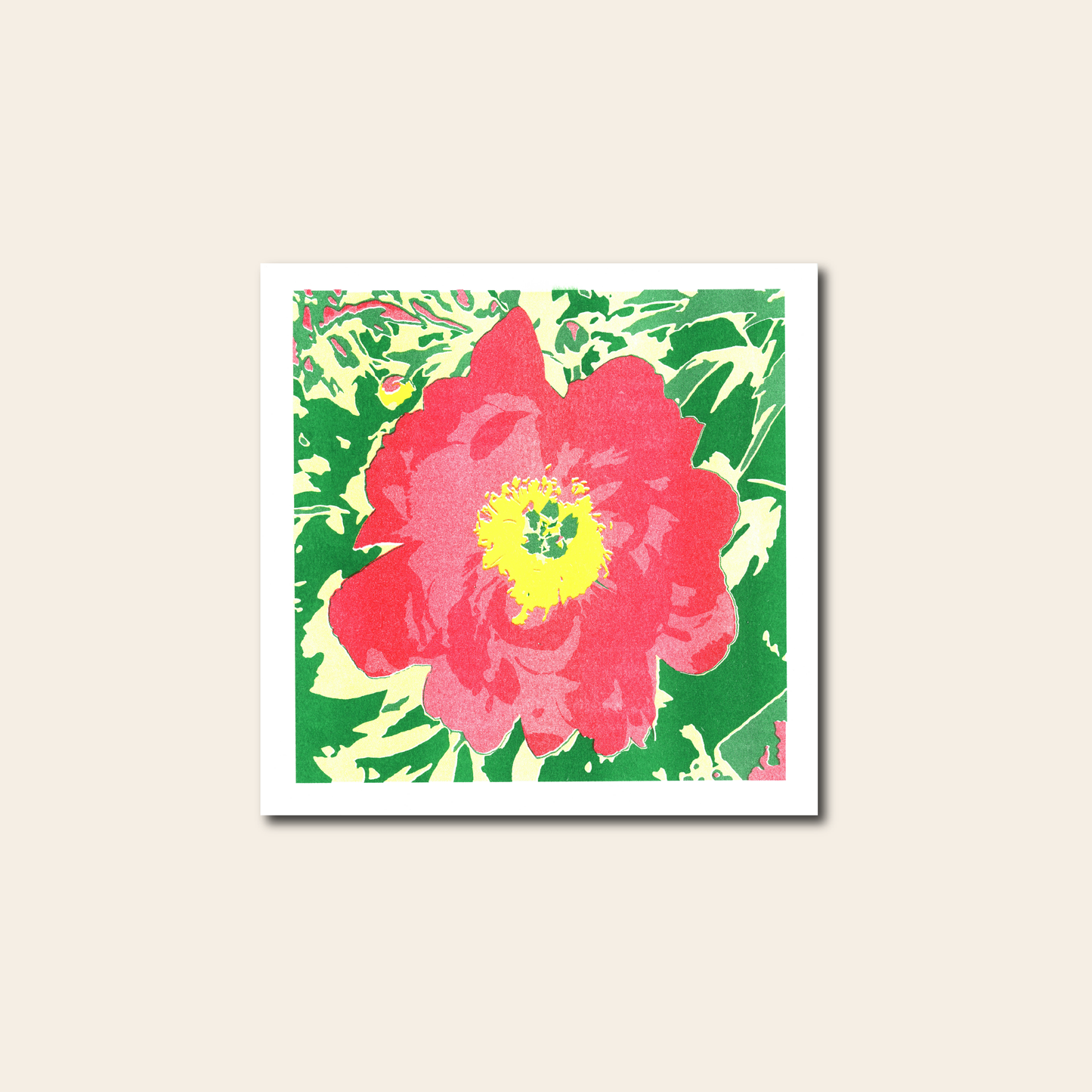 Peony - Risograph Print, 8x8