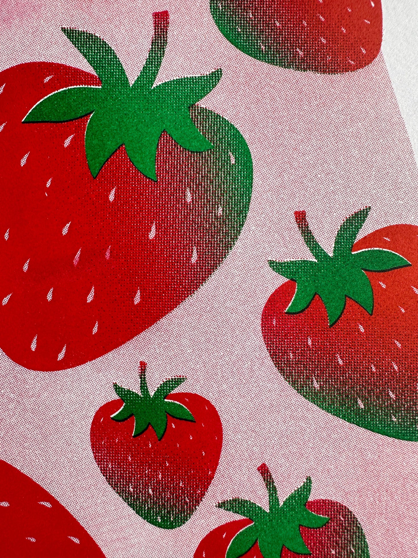 Fruit Trio: Strawberry, Lemon, Blueberry - Risograph Print, 8x10