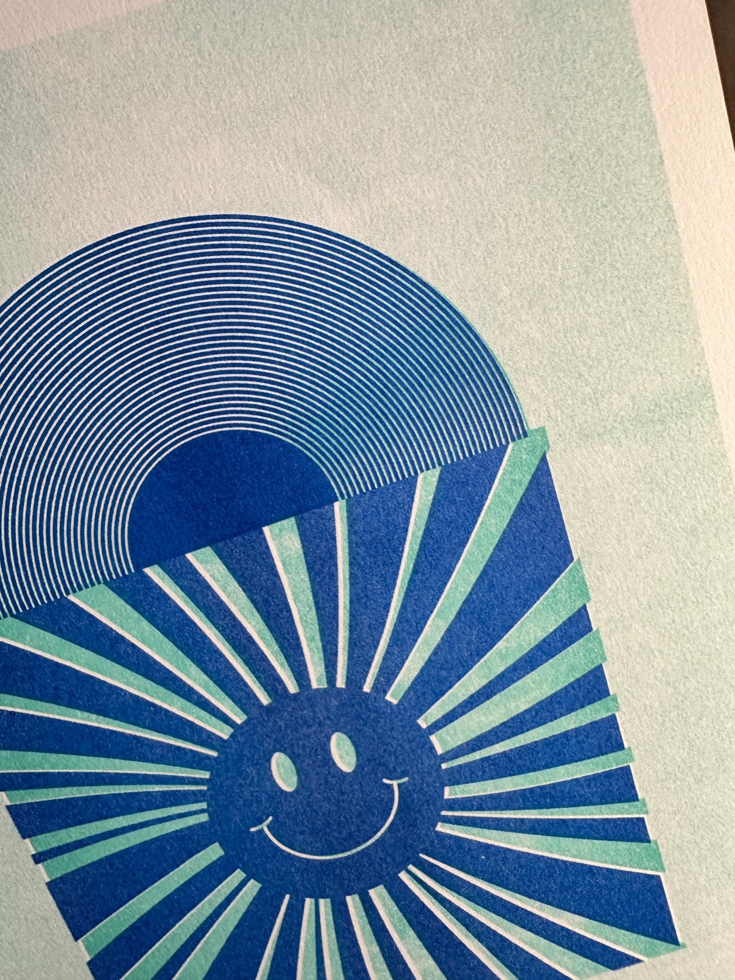 Vinyl Record - Risograph Print,  8x10