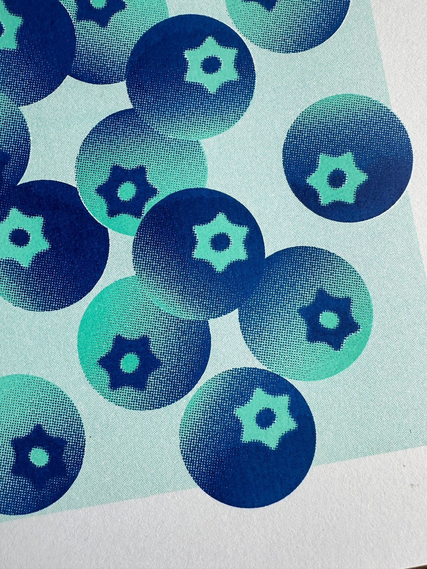 Fruit Trio: Strawberry, Lemon, Blueberry - Risograph Print, 8x10