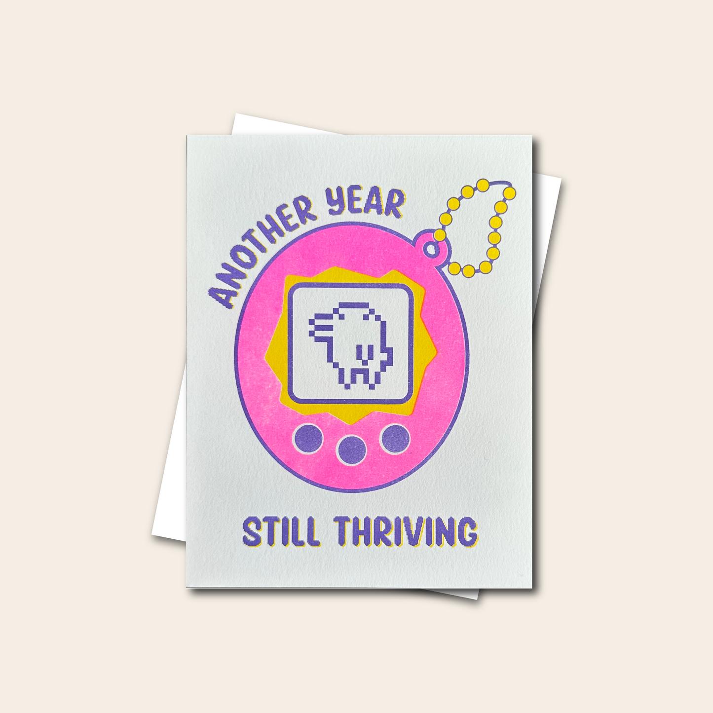 Still Thriving Tamagotchi - Risograph Card