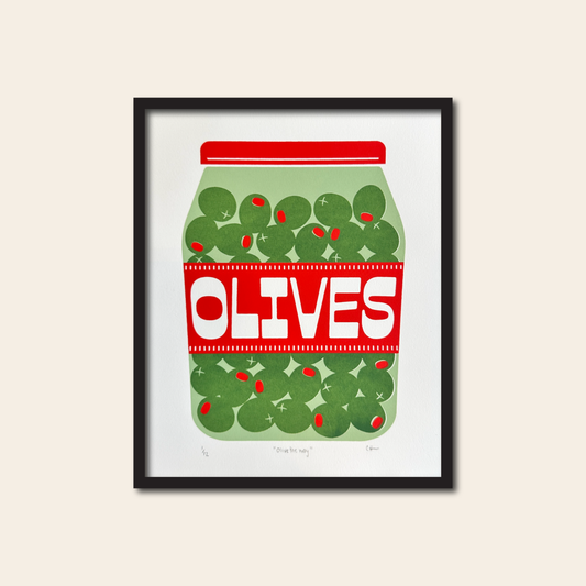 olive the way- Screen Print (3 layer),  8x10