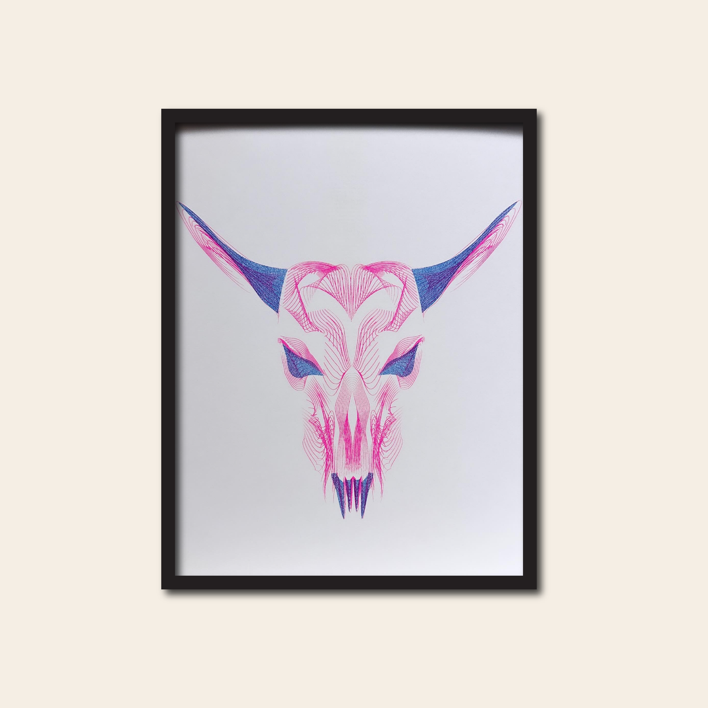 Tiger, Mouse, Bull Skull - Risograph Print, 8x10