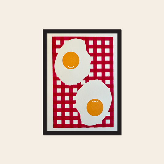 over easy/over it- Screen Print (3 layer),  5x7