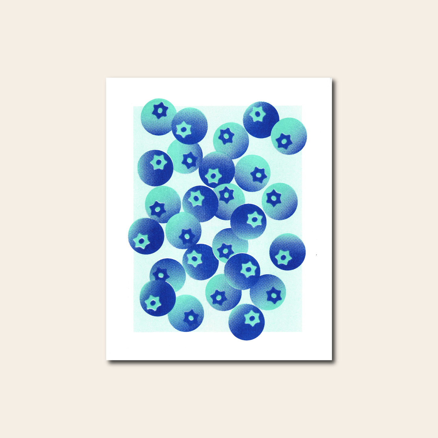 Fruit Trio: Strawberry, Lemon, Blueberry - Risograph Print, 8x10