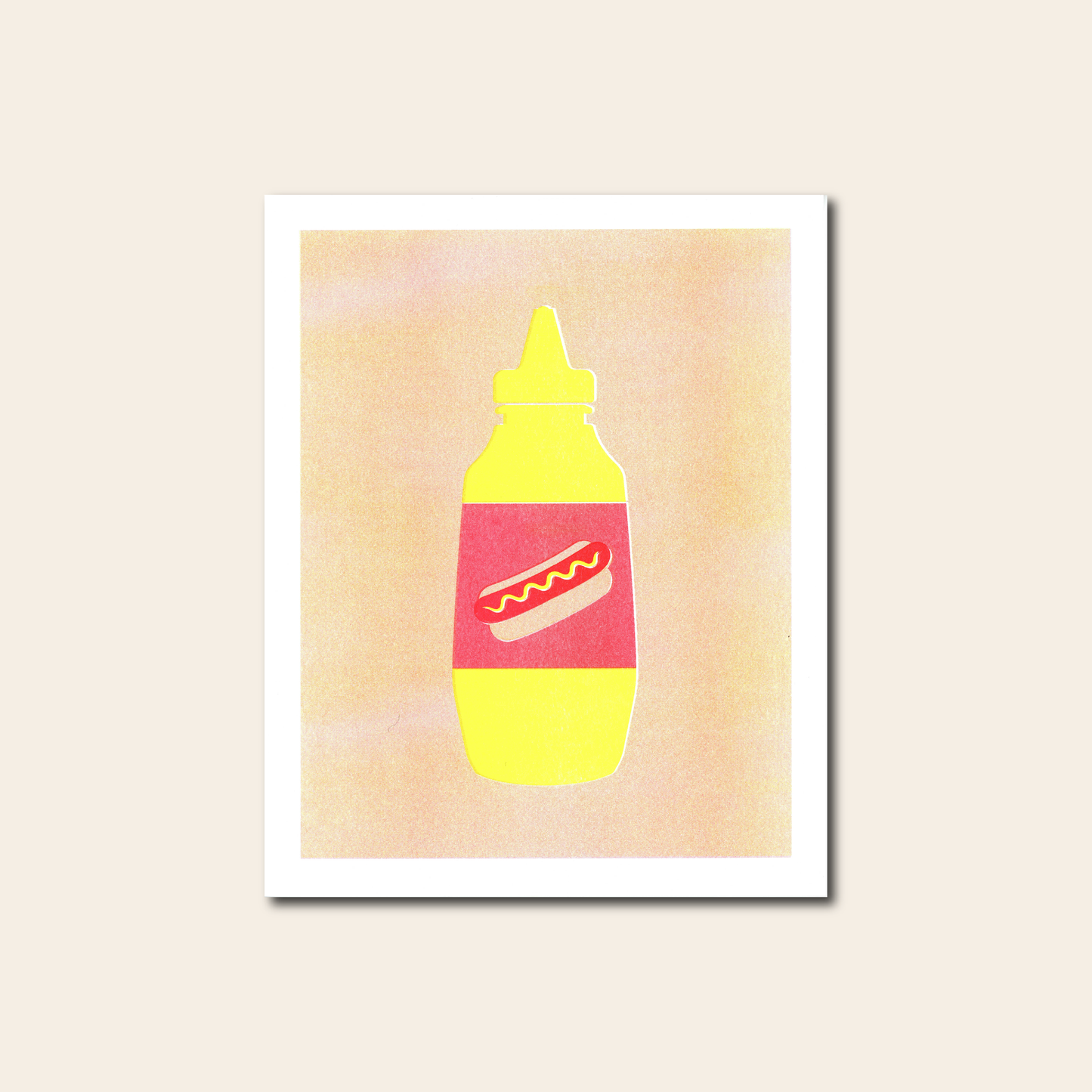 Mustard Bottle - Risograph Print, 8x10