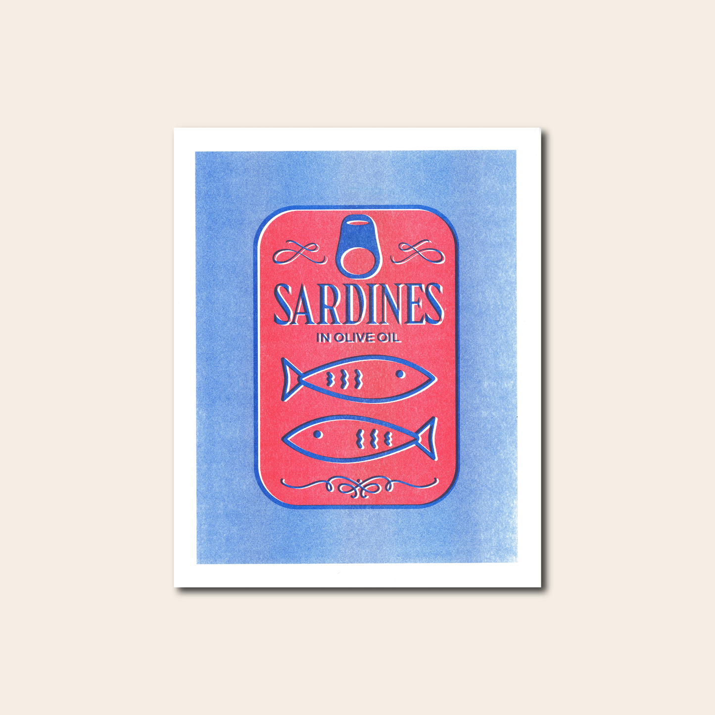Sardines in Olive Oil - Risograph Print, 8x10