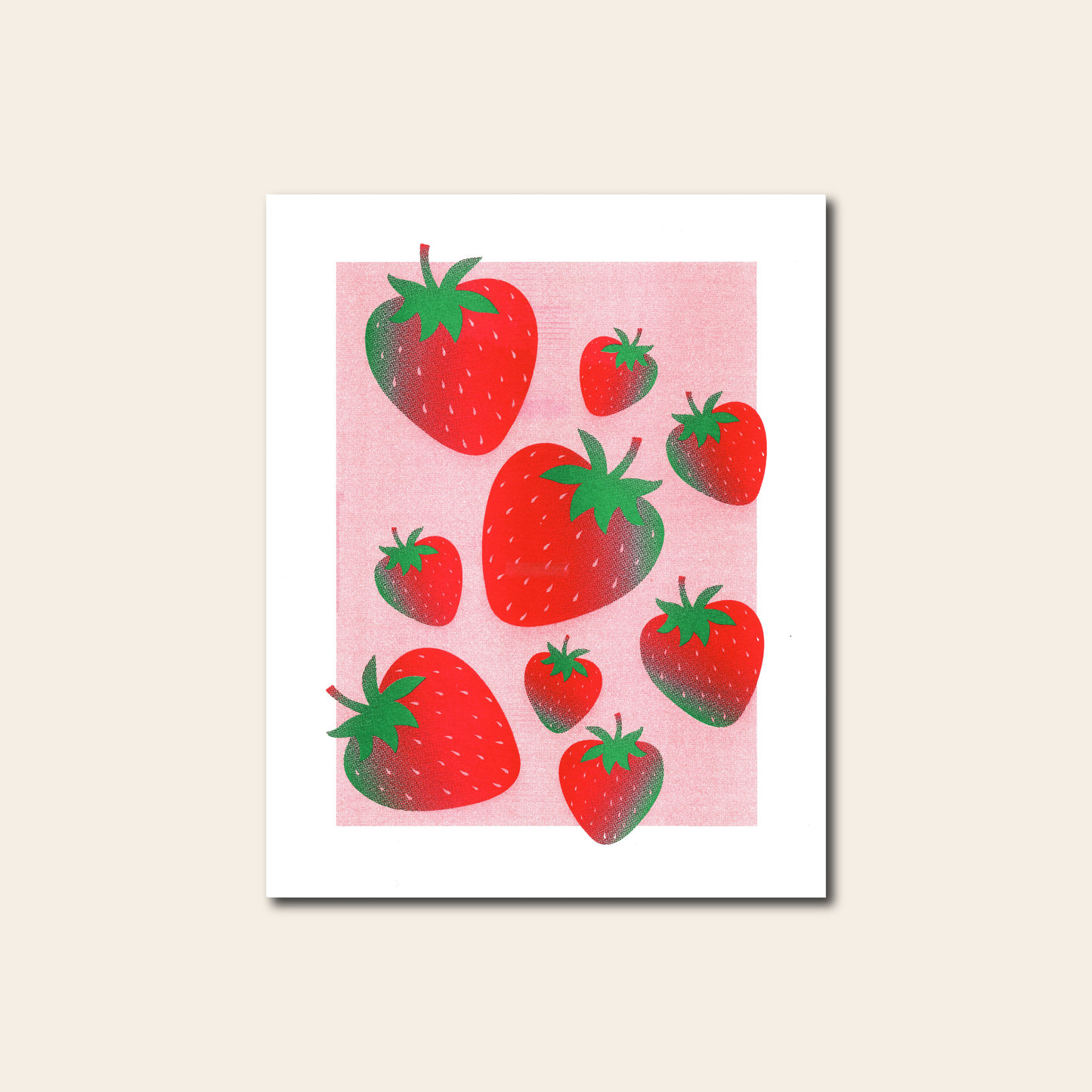 Fruit Trio: Strawberry, Lemon, Blueberry - Risograph Print, 8x10