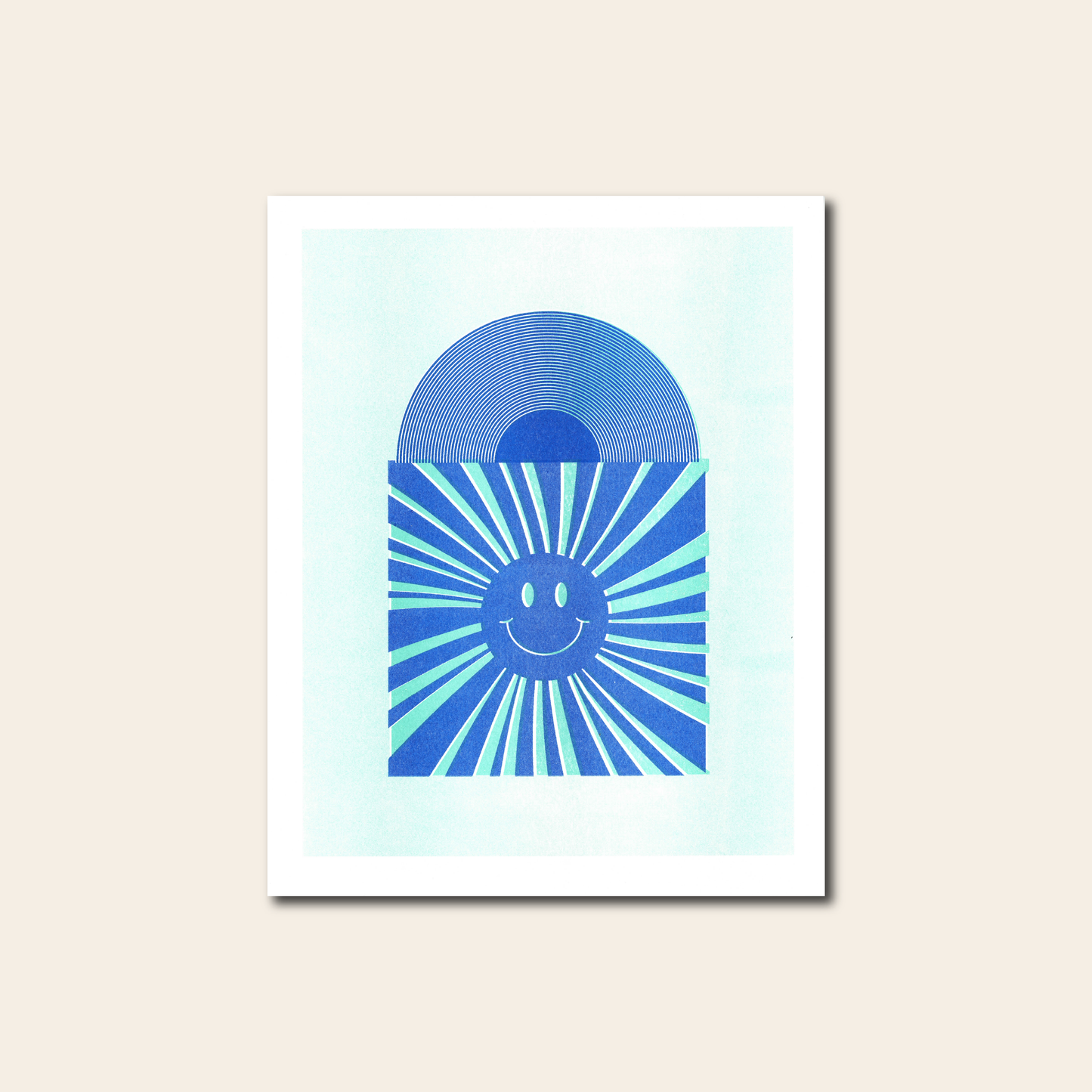 Vinyl Record - Risograph Print,  8x10