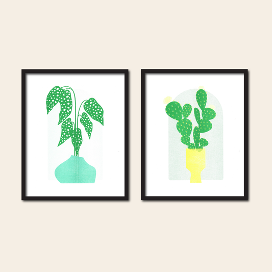 Blooming Cactus - Risograph Print, 8x10