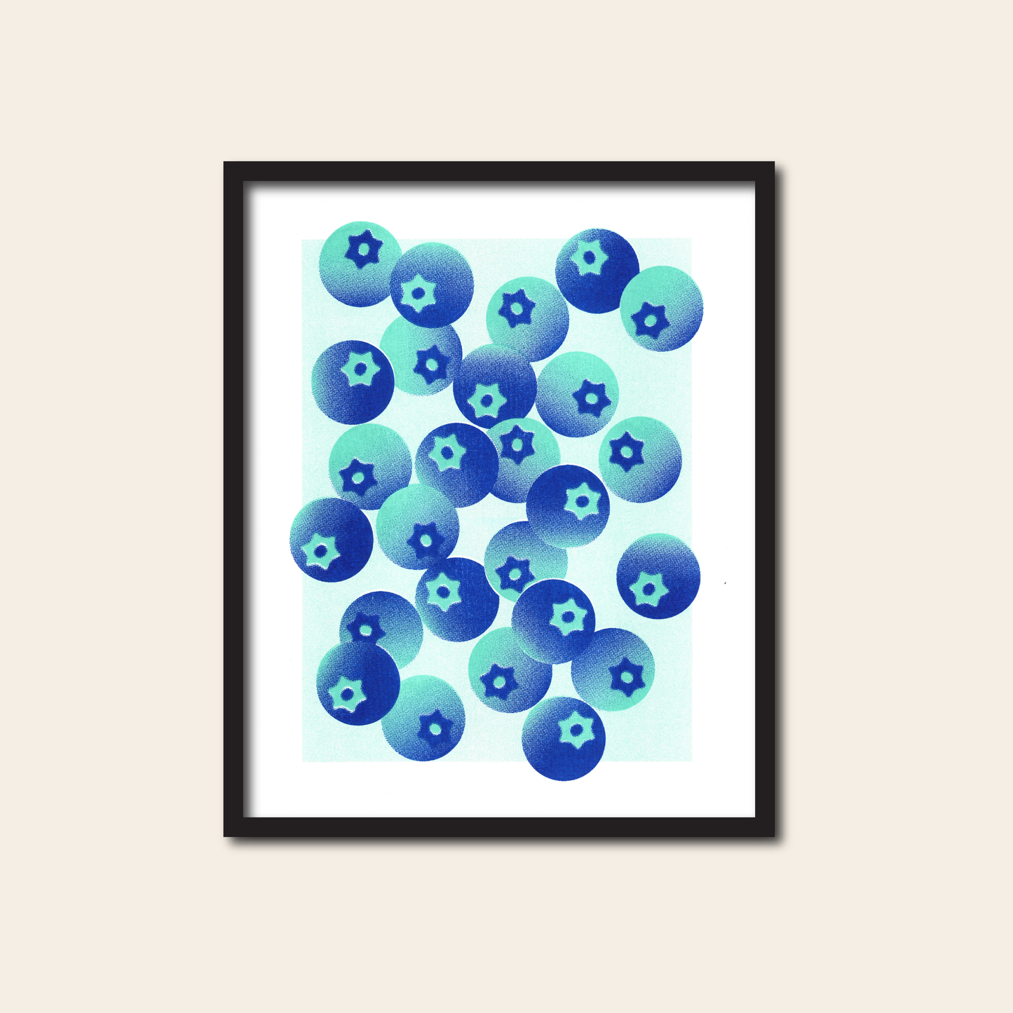 Fruit Trio: Strawberry, Lemon, Blueberry - Risograph Print, 8x10