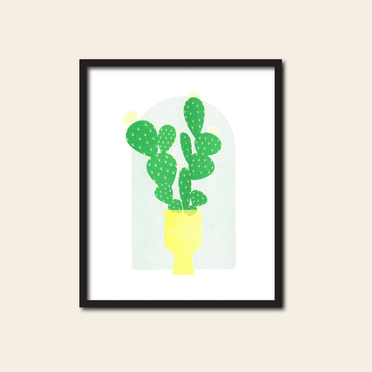 Blooming Cactus - Risograph Print, 8x10