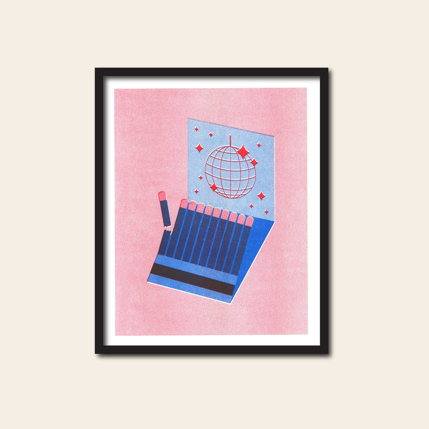 Disco Matches - Risograph Print, 8x10