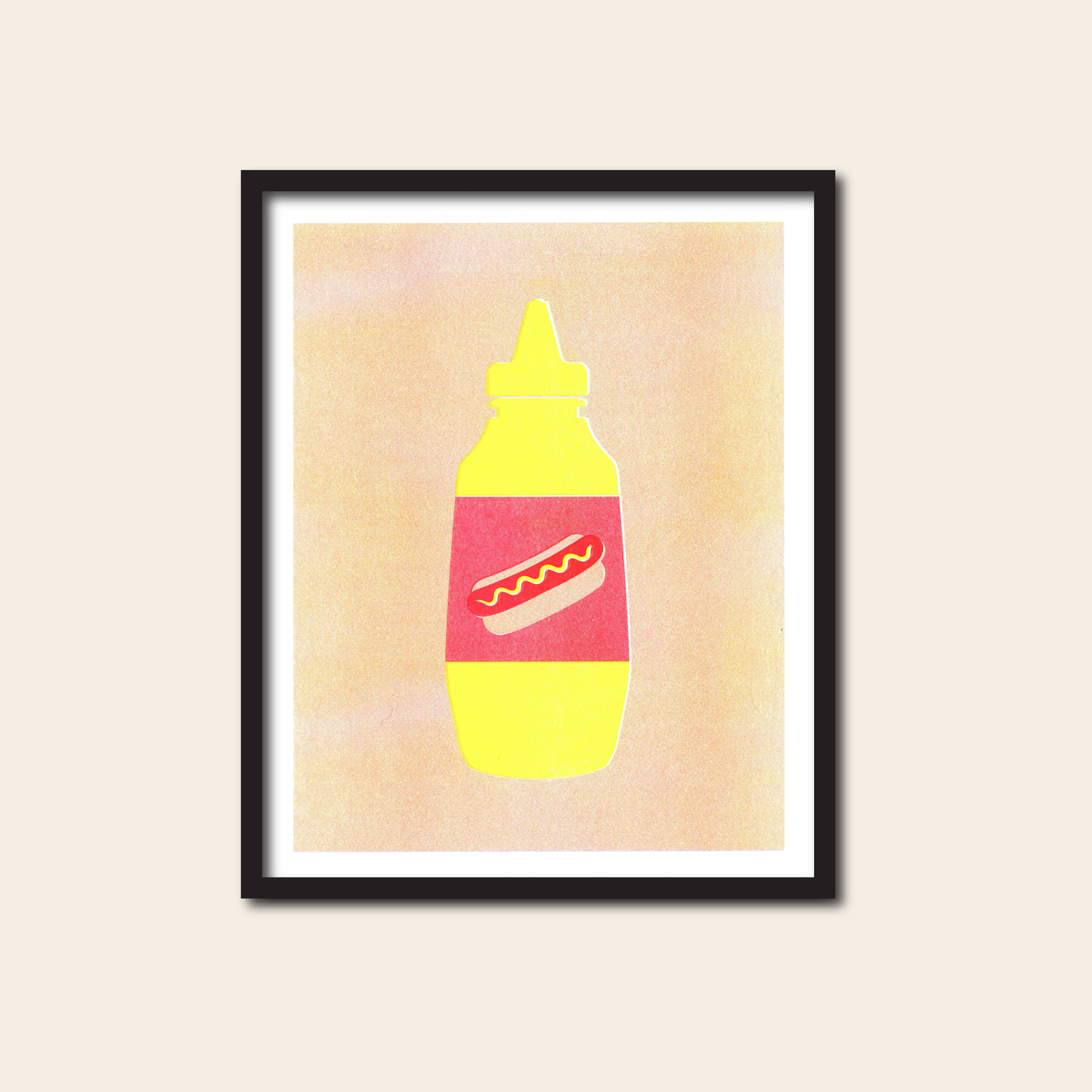 Mustard Bottle - Risograph Print, 8x10