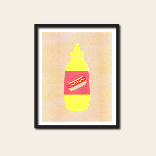 Mustard Bottle - Risograph Print, 8x10