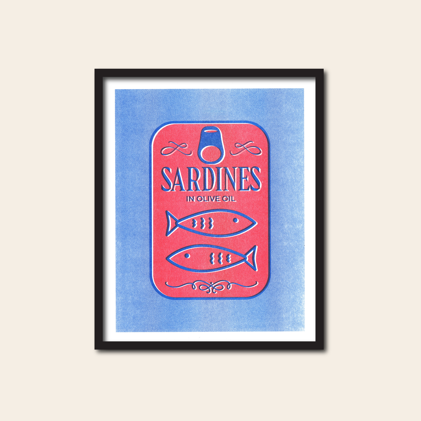 Sardines in Olive Oil - Risograph Print, 8x10