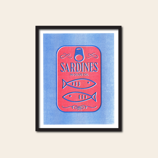 Sardines in Olive Oil - Risograph Print, 8x10