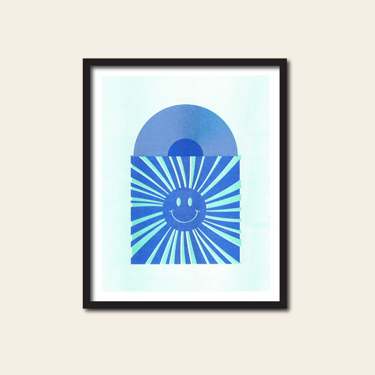 Vinyl Record - Risograph Print,  8x10