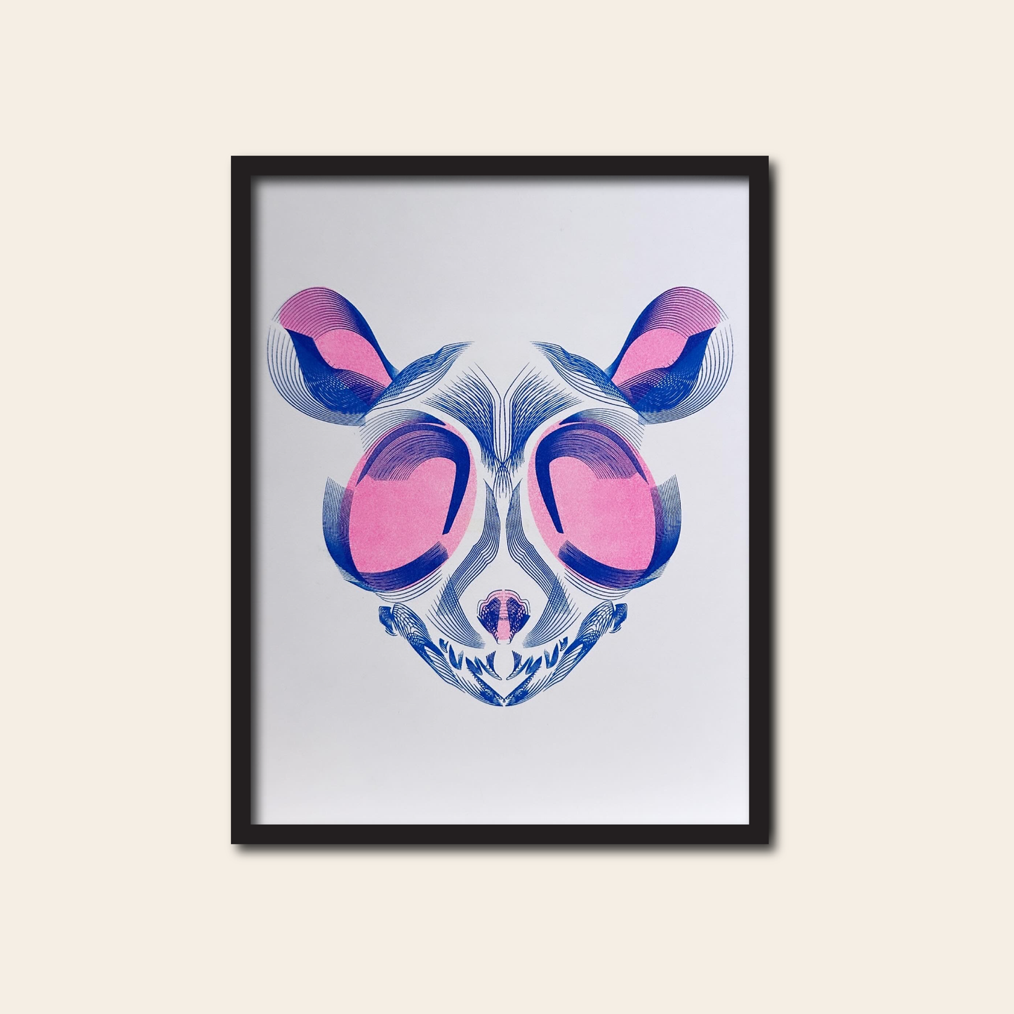 Tiger, Mouse, Bull Skull - Risograph Print, 8x10