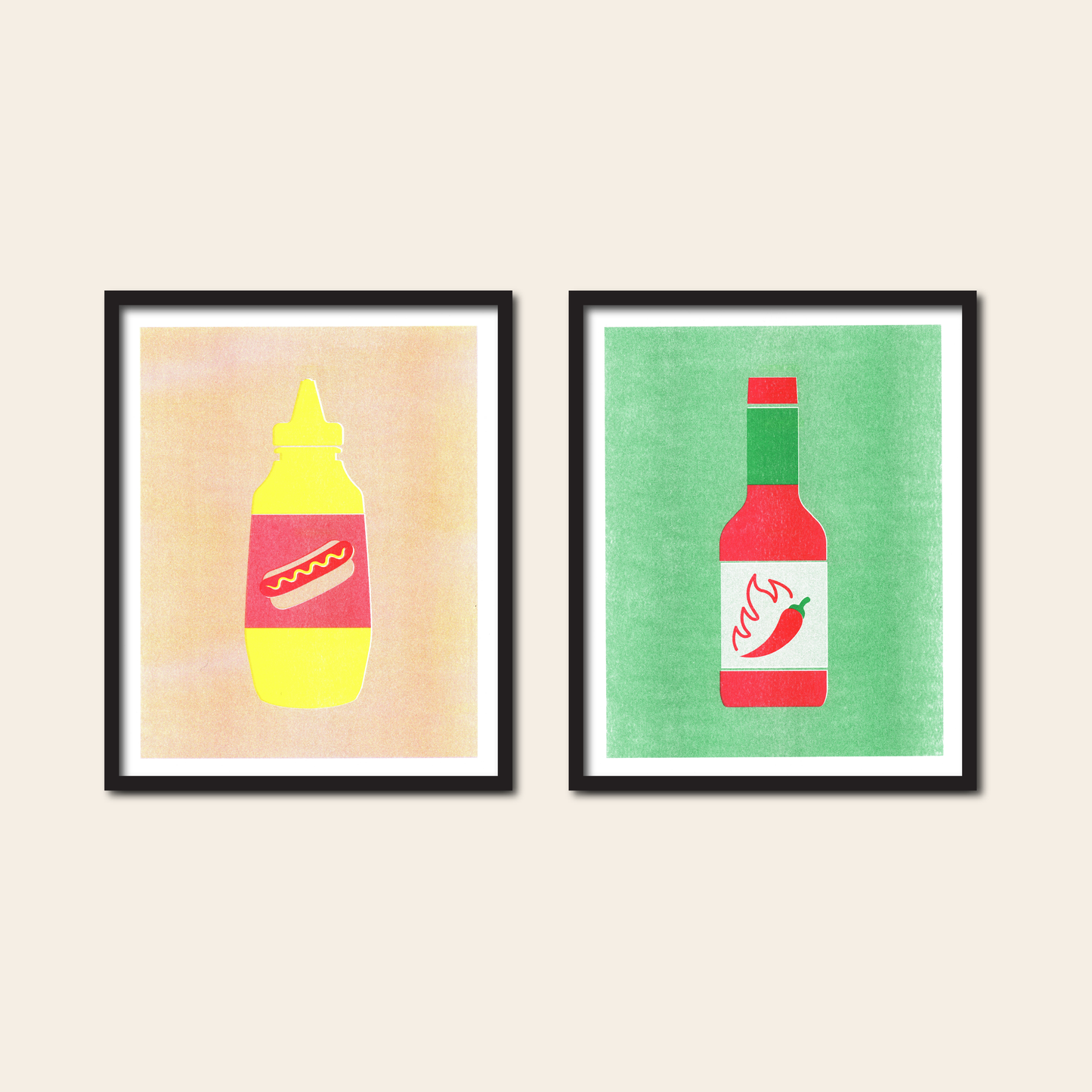 Mustard Bottle - Risograph Print, 8x10