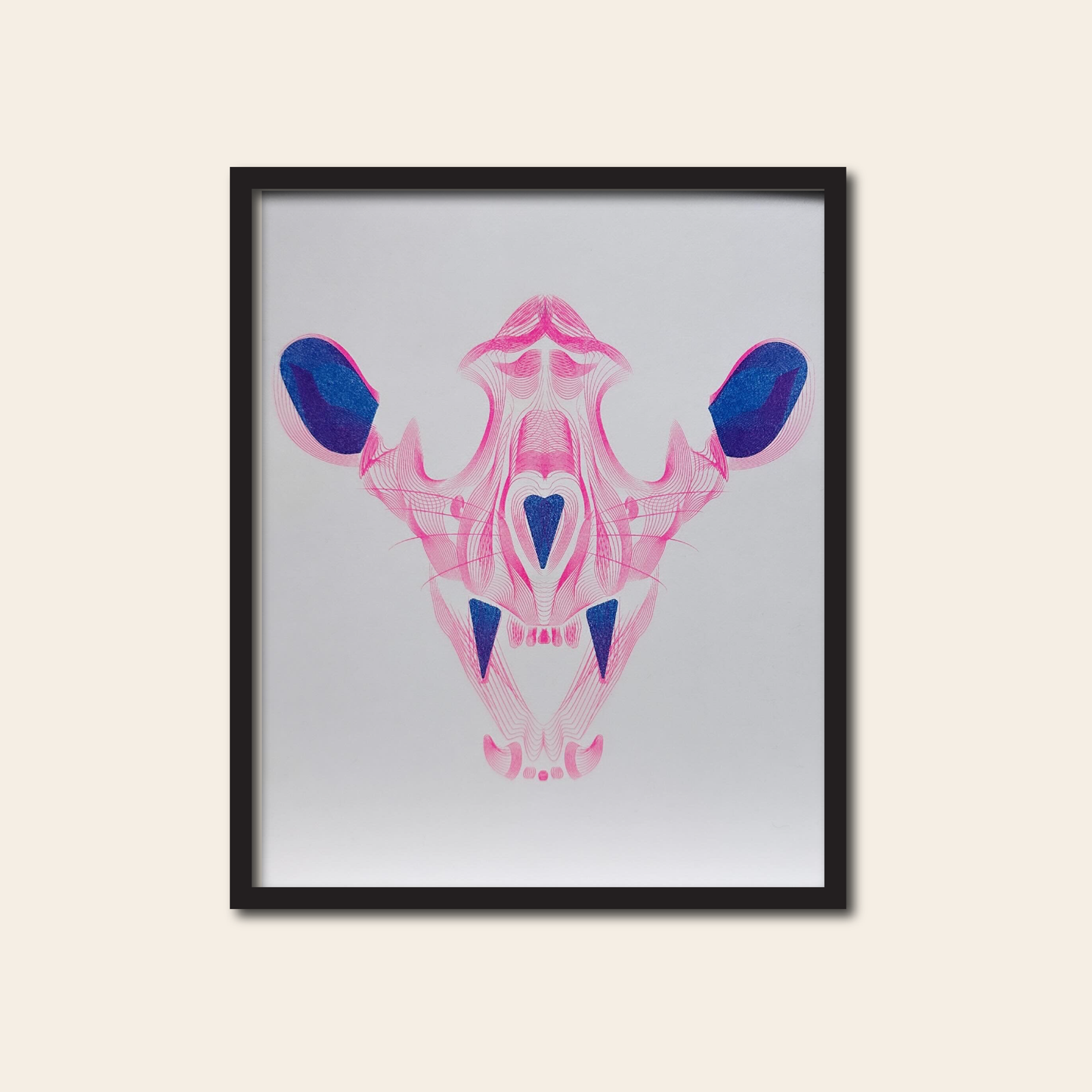 Tiger, Mouse, Bull Skull - Risograph Print, 8x10