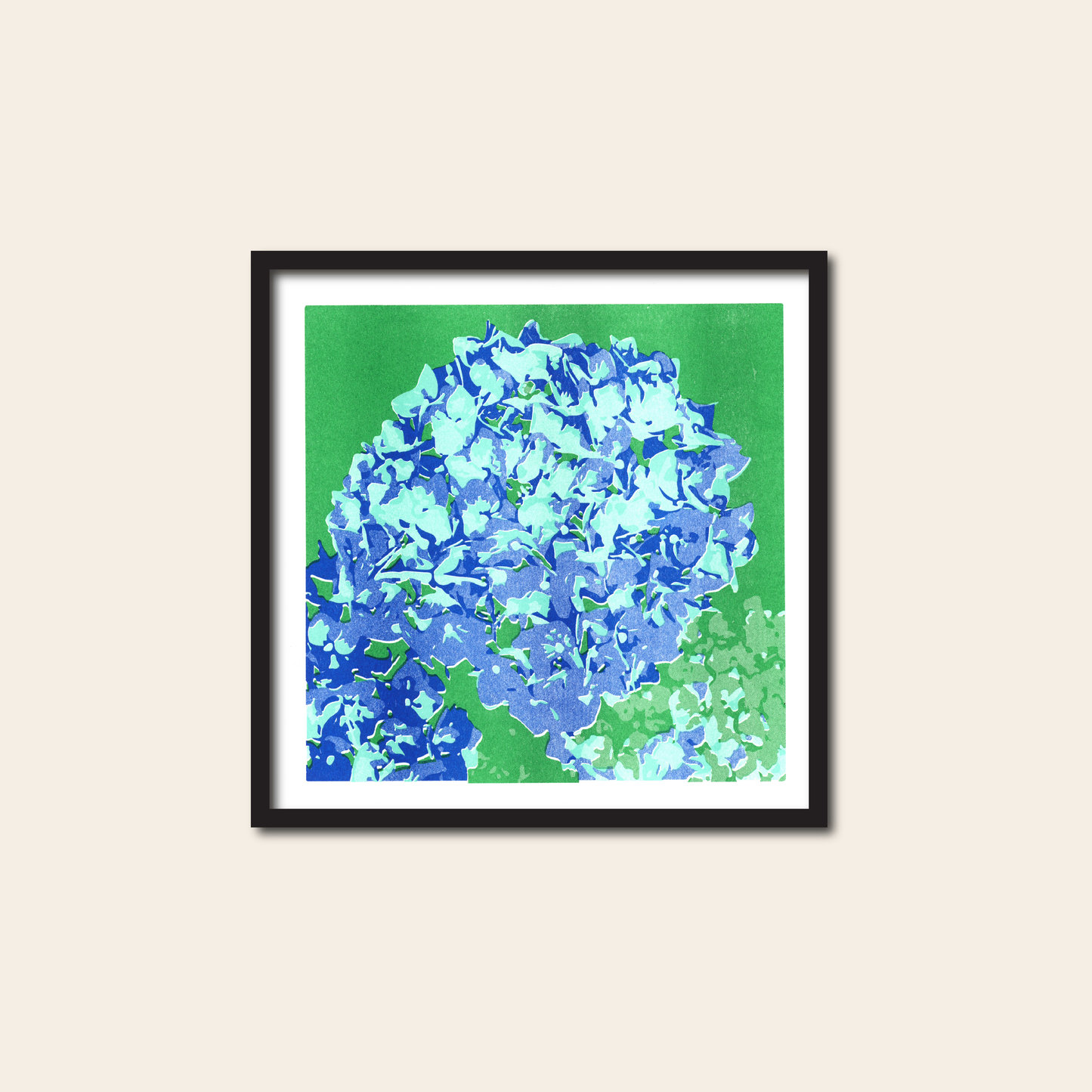 Hydrangea - Risograph Print,  8x8