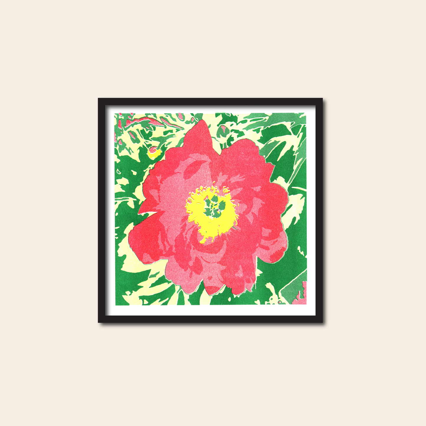 Peony - Risograph Print,  8x8