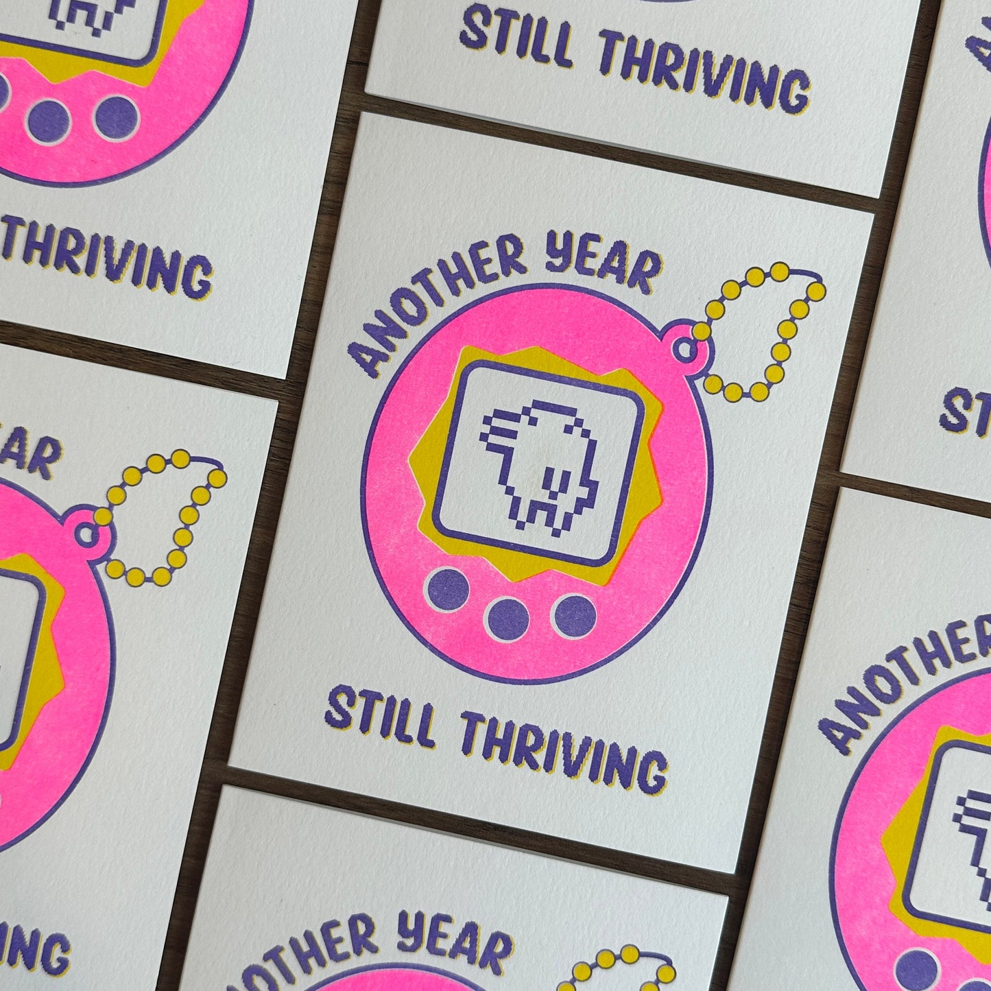 Still Thriving Tamagotchi - Risograph Card