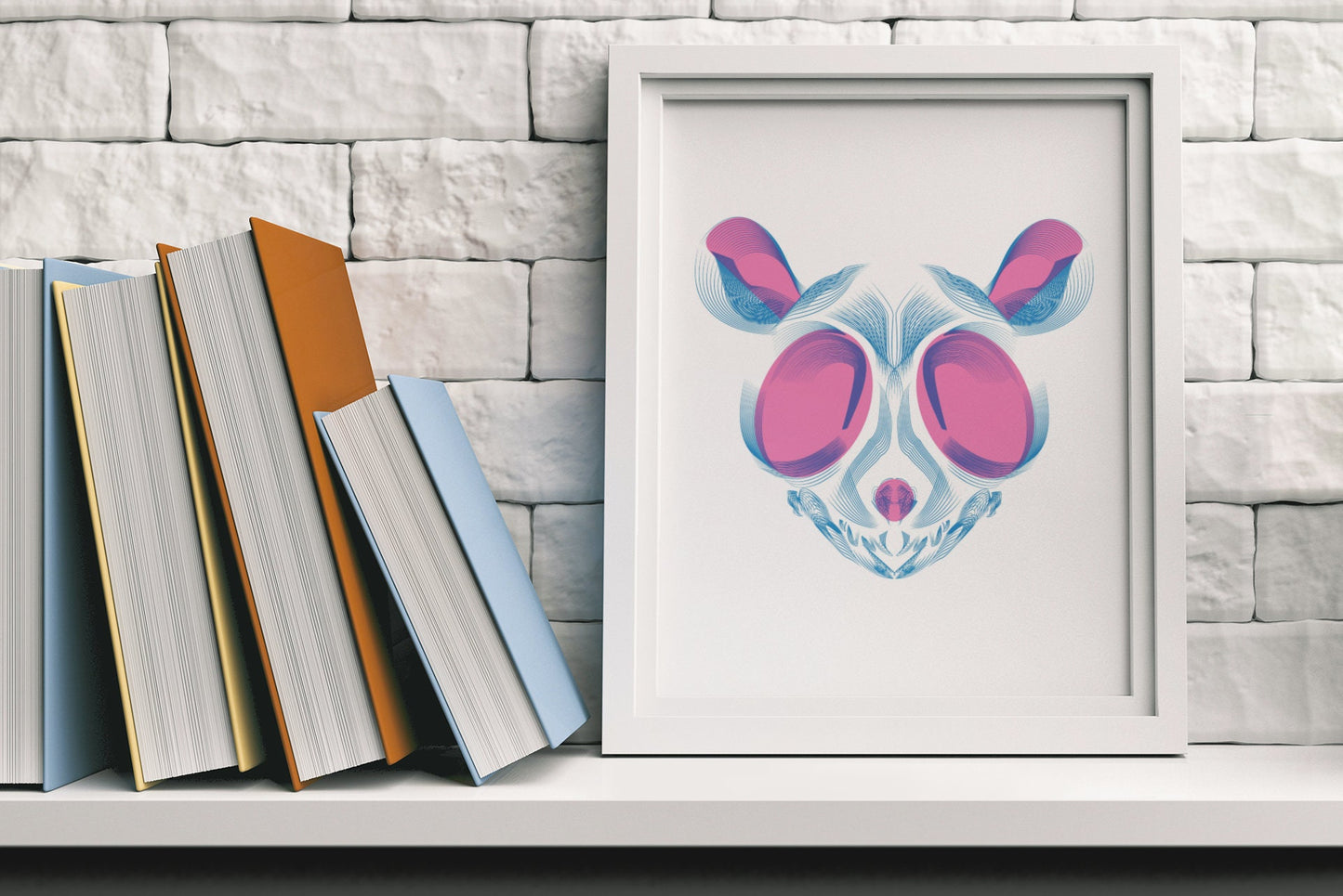 Tiger, Mouse, Bull Skull - Risograph Print, 8x10